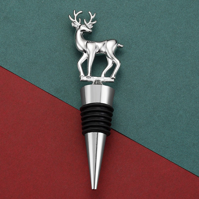 Unique Christmas gift: Cute deer wine bottle stopper for parties, weddings, and events.