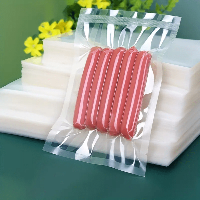 50 BPA-free embossed vacuum bags for food freshness, pumping compression and household sealing.