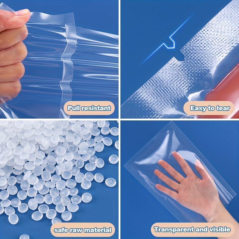 50 BPA-free embossed vacuum bags for food freshness, pumping compression and household sealing.