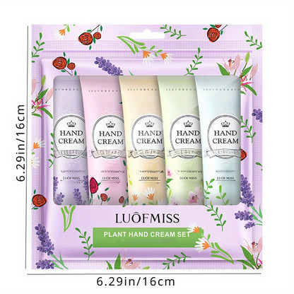 5pc LuofMiss Hand Cream Set in Purple Packaging, Floral Scents, Moisturizing, Alcohol-Free with Glycerin