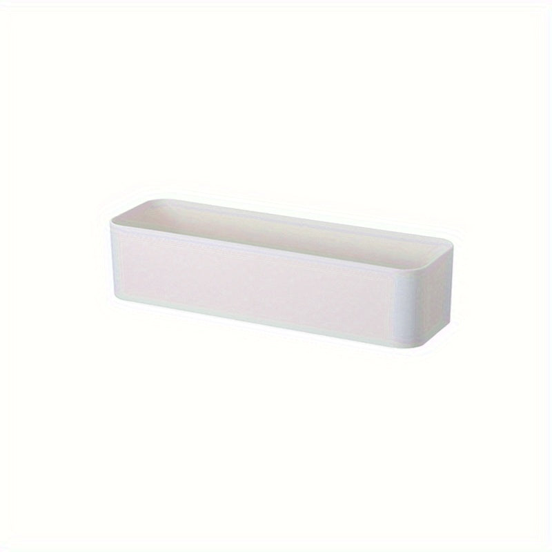 1 piece of a simple storage box that can be wall-mounted. It is punch-free and adhesive, leaving no trace behind. This organizer is perfect for storing bathroom toiletries, as well as holding remote controls and other sundries in the living room.