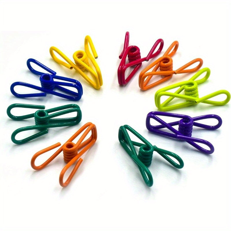 Durable Storage Accessories: Set of 8 Multi-Purpose Steel Clips with PVC Coating for Sealing Food Bags, Chips, and Paper