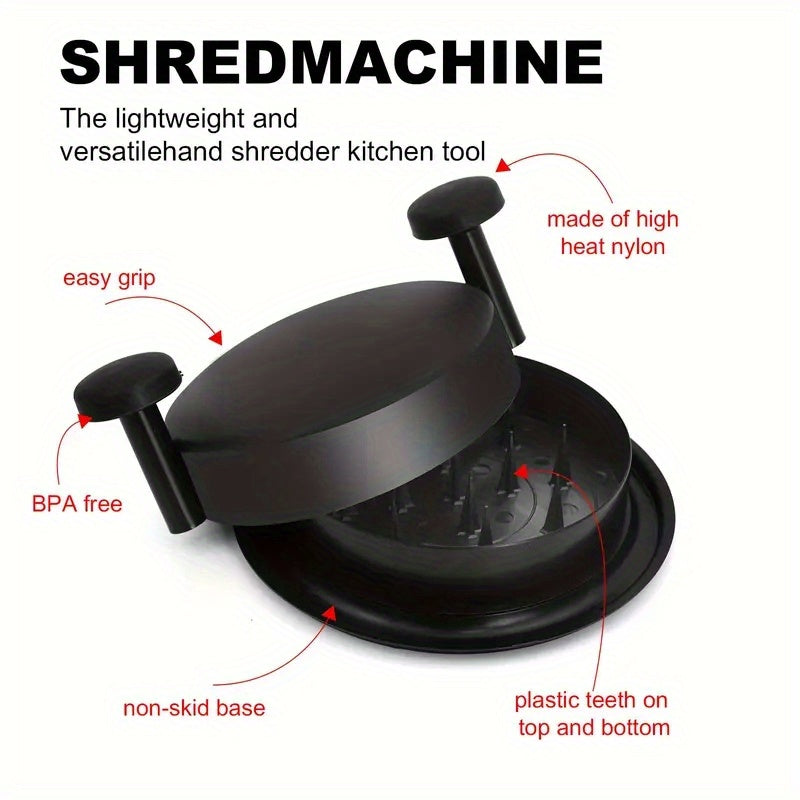 Tool for shredding chicken and other meats - 1 piece. Features handles and non-skid base. Also suitable for pork and beef.