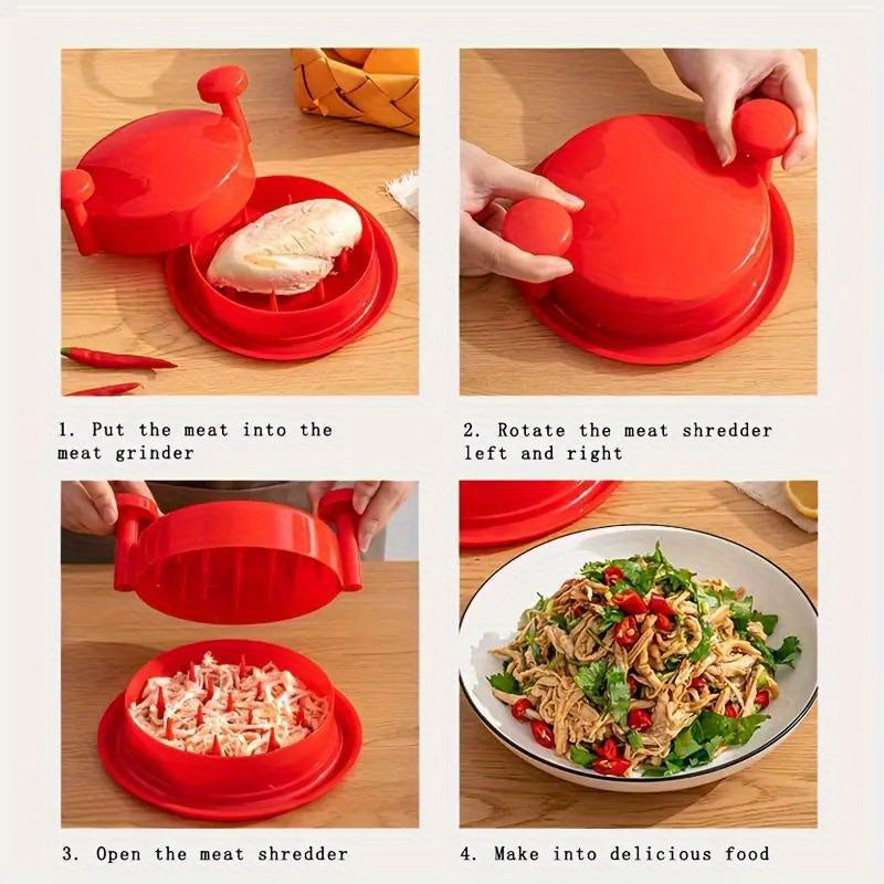 Tool for shredding chicken and other meats - 1 piece. Features handles and non-skid base. Also suitable for pork and beef.