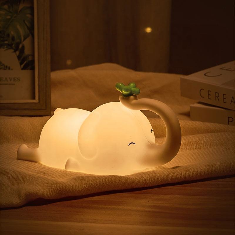 Elephant-shaped Night Light with USB Rechargeable Function, Soft Silicone Lamp Ideal for Sleeping, Convenient Portable Design with Induction Feature, Perfect for Hotel Use.