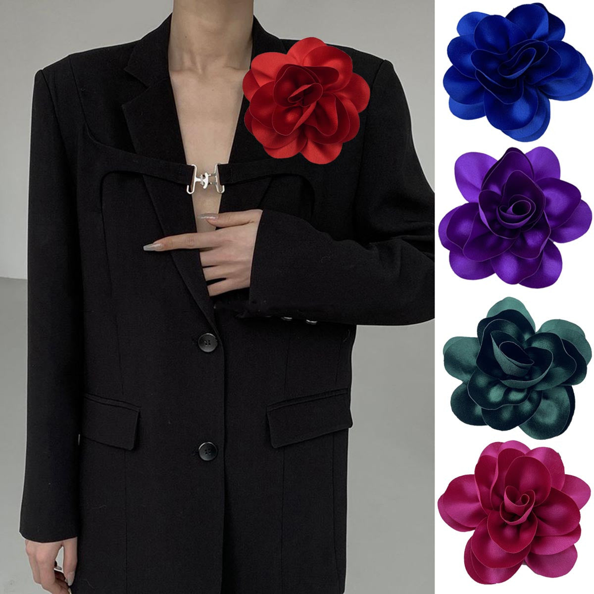 Romantic Rose Fabric Corsage Hat Clothing Decoration Accessories in Flower Shape Simulation for 1PC