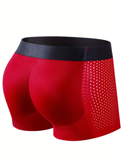 Men's breathable boxer briefs for gym, with butt shaping feature.