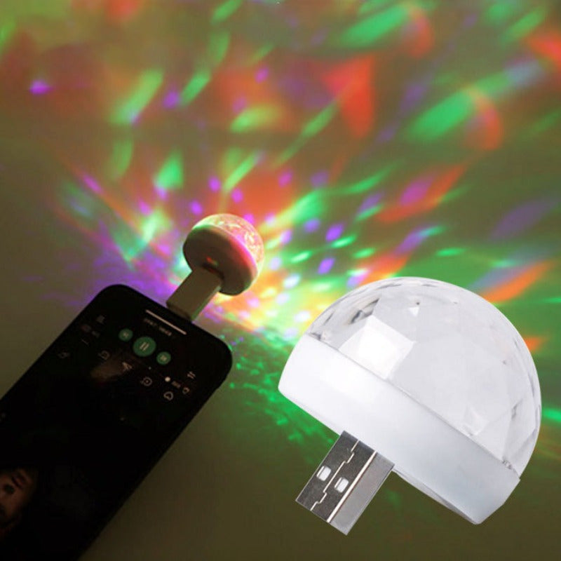 1 USB Mini Disco Light is sound-activated and features multi-colored LEDs, perfect for parties, clubs, and karaoke.