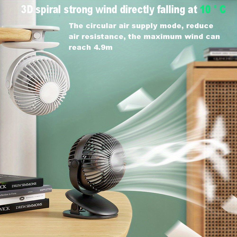 Get your hands on the 1pc Bubble Planet Desktop Clip Fan with a low noise level of 16 decibels. This USB charging fan provides 3D circulation wind, making it perfect for personal use in dormitories. A must-have for the summer, this small fan is essential