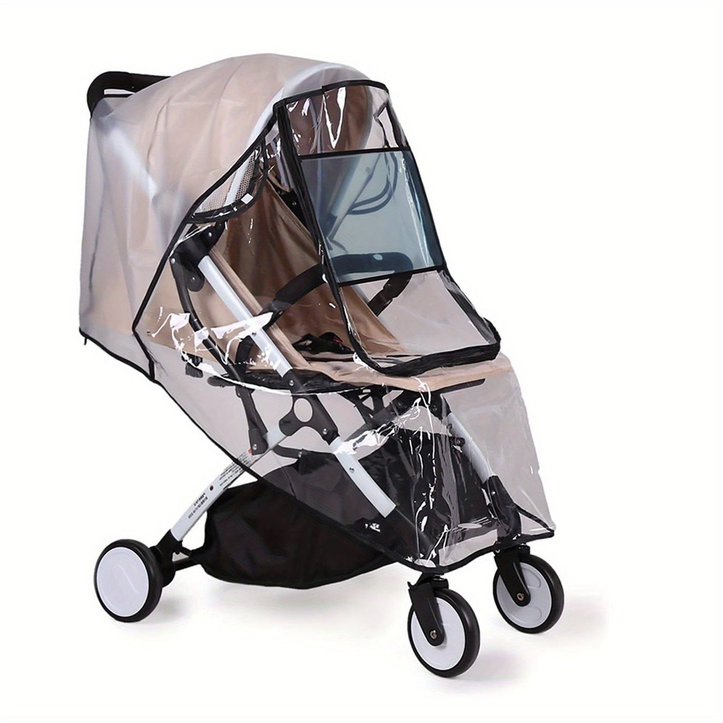 Protect your pushchair with this universal rain cover. Made from transparent material with a zip for easy access, this water resistant cover is durable and perfect for keeping your pram stroller shielded from wind, dust, and weather. Ideal for stroller