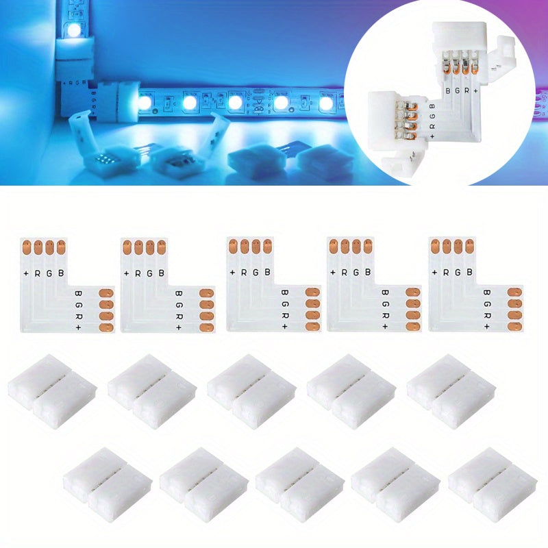 10mm LED strip lights with various shapes and connectors, including a wireless no-welding option and a terminal extension.