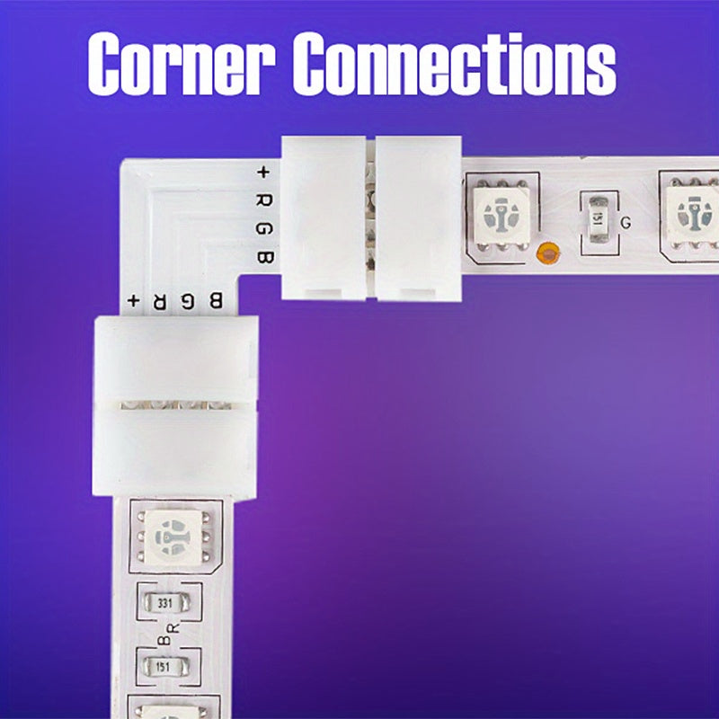 10mm LED strip lights with various shapes and connectors, including a wireless no-welding option and a terminal extension.