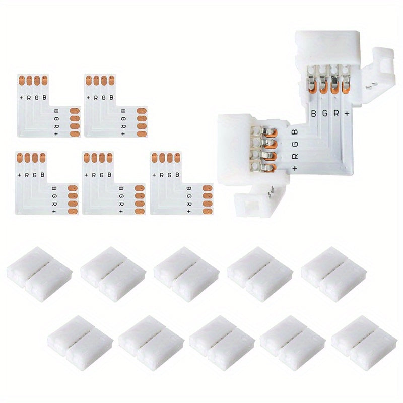 10mm LED strip lights with various shapes and connectors, including a wireless no-welding option and a terminal extension.