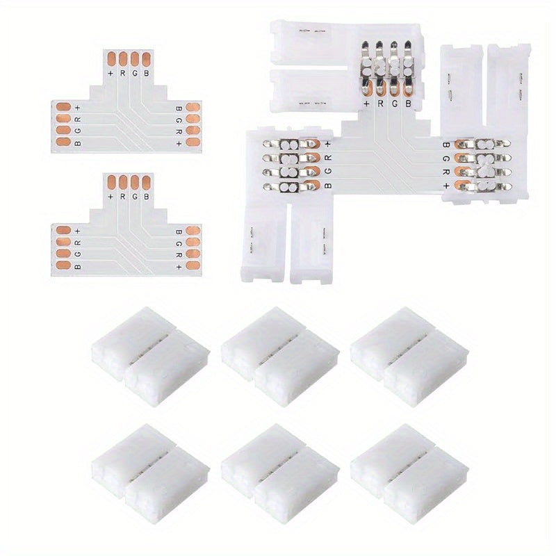 10mm LED strip lights with various shapes and connectors, including a wireless no-welding option and a terminal extension.