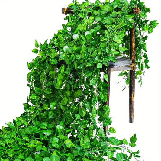 12 pieces of artificial green Ivy leaf garland for home garden decoration, wedding parties, and DIY fake wreath making. Ideal for spring and summer home décor.