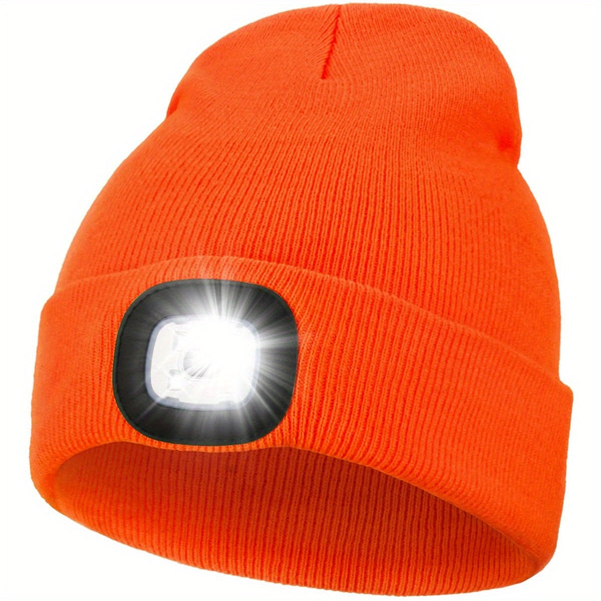 One piece of unisex beanie hat with LED light, featuring 4 LED lights powered by button cell batteries. This knitted hat allows for hands-free illumination, making it perfect for night walking, fishing, camping, and hunting.