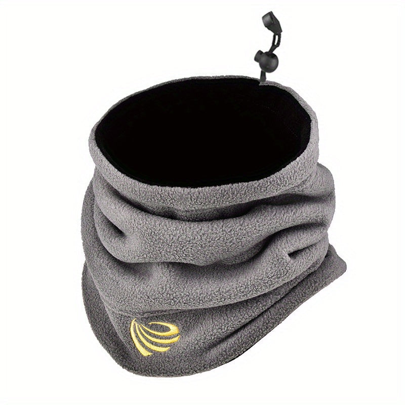 Black Winter Knit Neck Gaiter - Double-Sided Thick Fleece-Lined, Windproof & Warm for Skiing and Cycling, Scarf and Neck Warmer