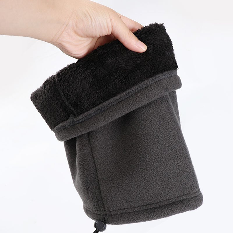 Black Winter Knit Neck Gaiter - Double-Sided Thick Fleece-Lined, Windproof & Warm for Skiing and Cycling, Scarf and Neck Warmer