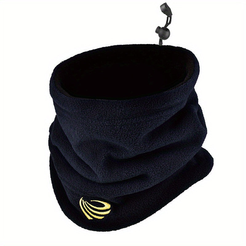 Black Winter Knit Neck Gaiter - Double-Sided Thick Fleece-Lined, Windproof & Warm for Skiing and Cycling, Scarf and Neck Warmer