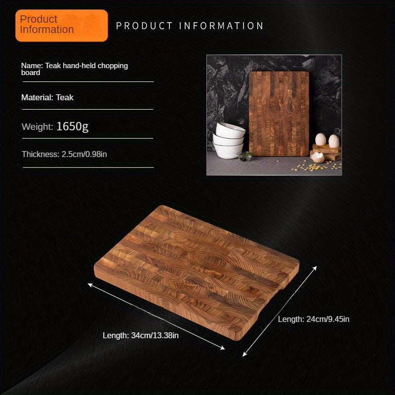 High-Quality Teak Wood Cutting Board - 2.49cm Thickness, Convenient Stand-Up Design for Storage, Ideal for Chopping Fruits & Steaks, Safe and Essential Addition to Your Kitchen