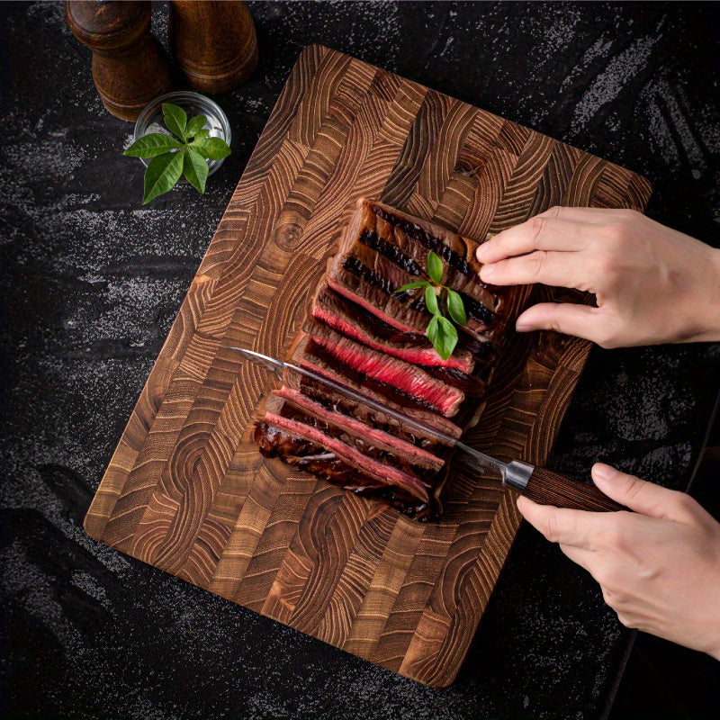 High-Quality Teak Wood Cutting Board - 2.49cm Thickness, Convenient Stand-Up Design for Storage, Ideal for Chopping Fruits & Steaks, Safe and Essential Addition to Your Kitchen