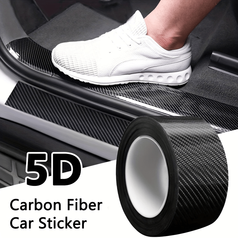 5D Carbon Fiber Car Protective Film for door sill, pedal, mirror, and door edge - waterproof, universal fit.