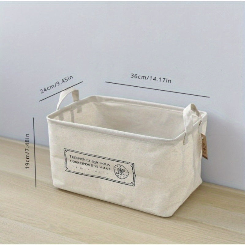 Essential Home Organizer: Linen Fabric Storage Basket for Desk and Wardrobe, Ideal for Diapers and Supplies