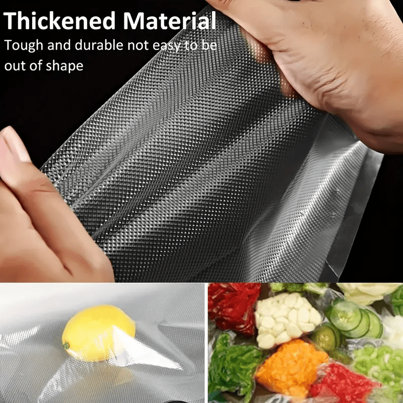 50 BPA-free embossed vacuum bags for food freshness, pumping compression and household sealing.