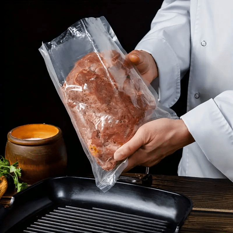 50 BPA-free embossed vacuum bags for food freshness, pumping compression and household sealing.