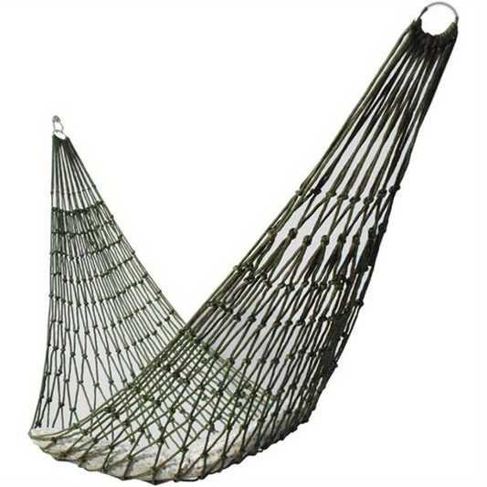 Sturdy Nylon Hammock for Outdoor Relaxation - Multi-Functional Green Mesh Swing for Garden or Beach, Doubles as Picnic Mat or Chair, Perfect for Outdoor Use.