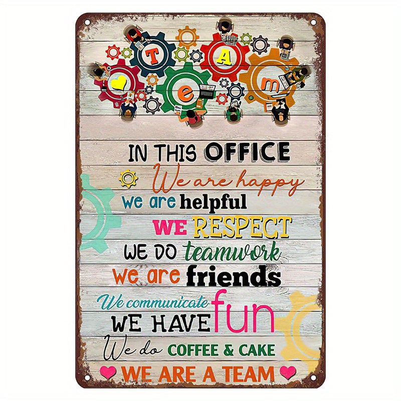 Decorate your home with our Team Office Retro Metal Tin Sign, featuring humorous 'We Are A Team' message. Perfect for adding a touch of fun to your interior space.