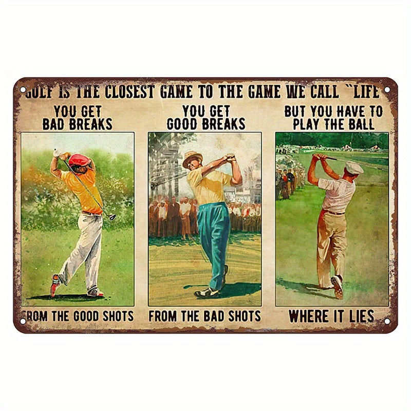 Retro Metal Tin Sign for Golf Enthusiasts: A Quirky Wall Art Poster Celebrating the Similarities Between Golf and Life, Perfect for Home Decor