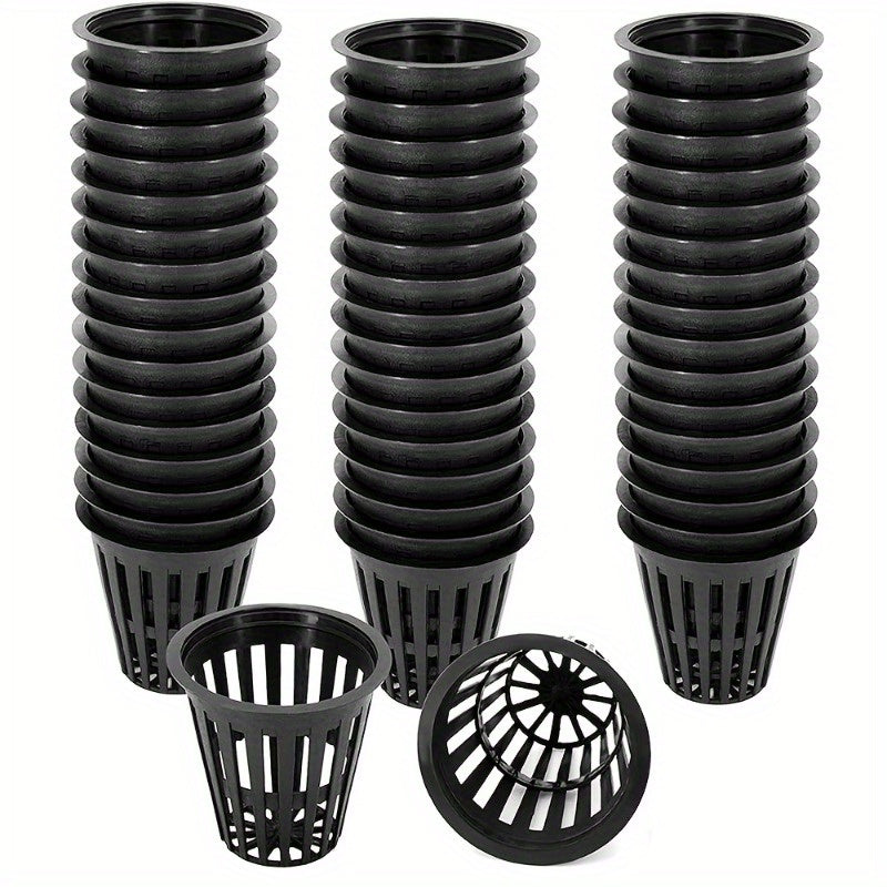 50pcs Heavy Duty 5.08cm Net Pots for Hydroponics - Reusable UV Resistant Mesh Cups with Slotted Design for Tower Gardens, Cloning Machines & Aeroponic Systems