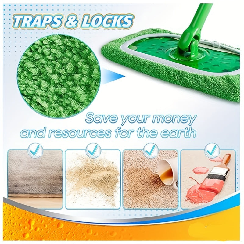 3 pieces of microfiber cleaning mop replacement pads, suitable for flat floor mops. These washable and durable replacement pads can be used for wet or dry cleaning and are easy to clean. Perfect for all your cleaning needs, whether at home or for school