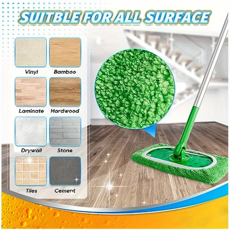 3 pieces of microfiber cleaning mop replacement pads, suitable for flat floor mops. These washable and durable replacement pads can be used for wet or dry cleaning and are easy to clean. Perfect for all your cleaning needs, whether at home or for school