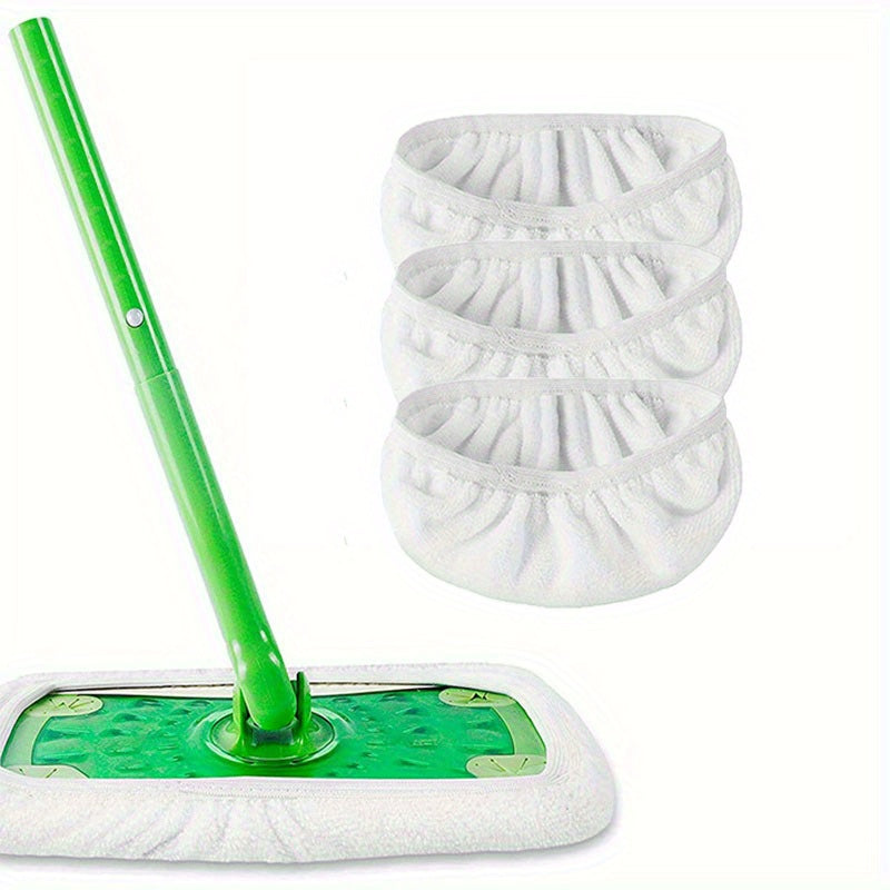 3 pieces of microfiber cleaning mop replacement pads, suitable for flat floor mops. These washable and durable replacement pads can be used for wet or dry cleaning and are easy to clean. Perfect for all your cleaning needs, whether at home or for school