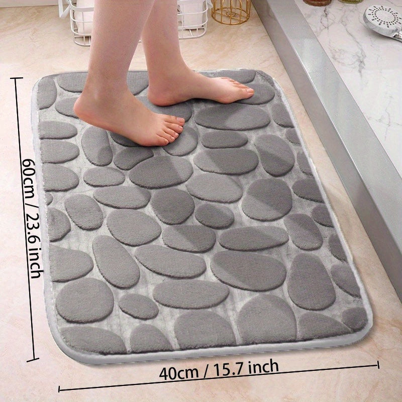 Soft and Non-Slip Cobblestone Pattern Bath Rug with Quick Dry Technology - Water Absorbent Shower Mat for Home Bathroom. Made of Machine Washable Polyester for Easy Cleaning. Perfect Bathroom Accessory and Decor Piece.