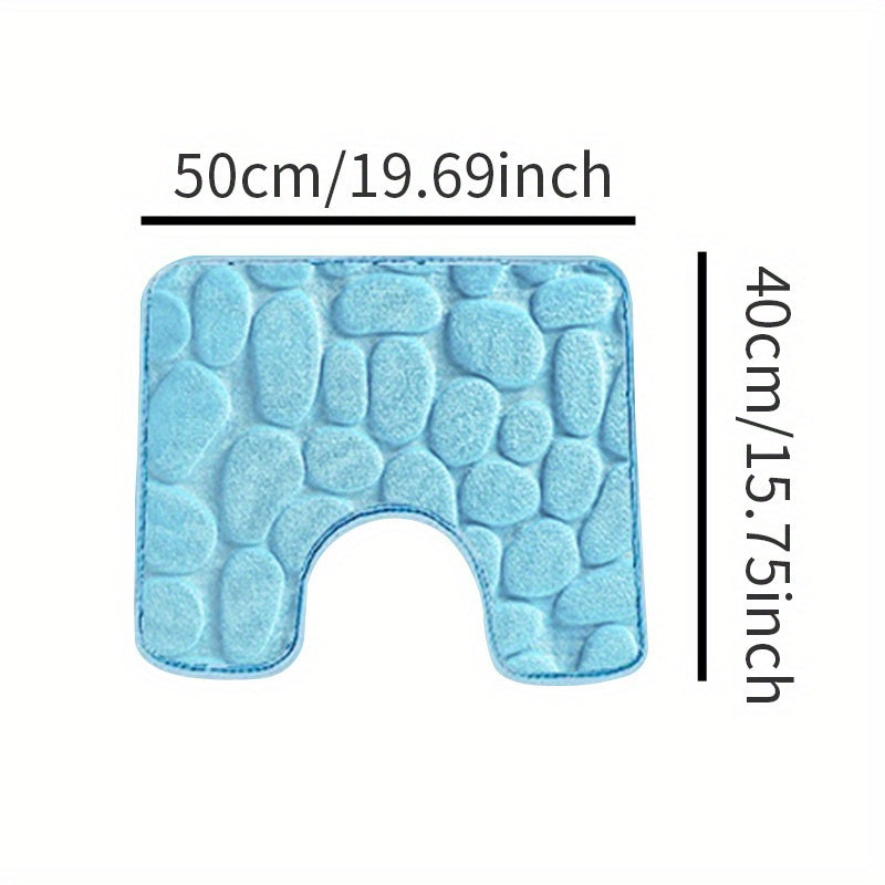 Soft and Non-Slip Cobblestone Pattern Bath Rug with Quick Dry Technology - Water Absorbent Shower Mat for Home Bathroom. Made of Machine Washable Polyester for Easy Cleaning. Perfect Bathroom Accessory and Decor Piece.