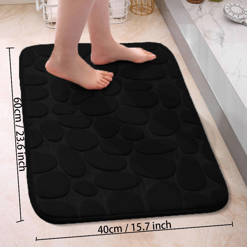 Soft and Non-Slip Cobblestone Pattern Bath Rug with Quick Dry Technology - Water Absorbent Shower Mat for Home Bathroom. Made of Machine Washable Polyester for Easy Cleaning. Perfect Bathroom Accessory and Decor Piece.