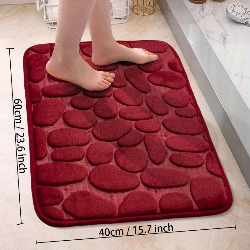 Soft and Non-Slip Cobblestone Pattern Bath Rug with Quick Dry Technology - Water Absorbent Shower Mat for Home Bathroom. Made of Machine Washable Polyester for Easy Cleaning. Perfect Bathroom Accessory and Decor Piece.