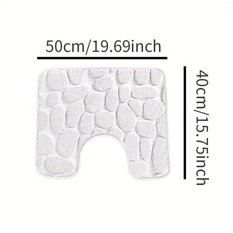 Soft and Non-Slip Cobblestone Pattern Bath Rug with Quick Dry Technology - Water Absorbent Shower Mat for Home Bathroom. Made of Machine Washable Polyester for Easy Cleaning. Perfect Bathroom Accessory and Decor Piece.