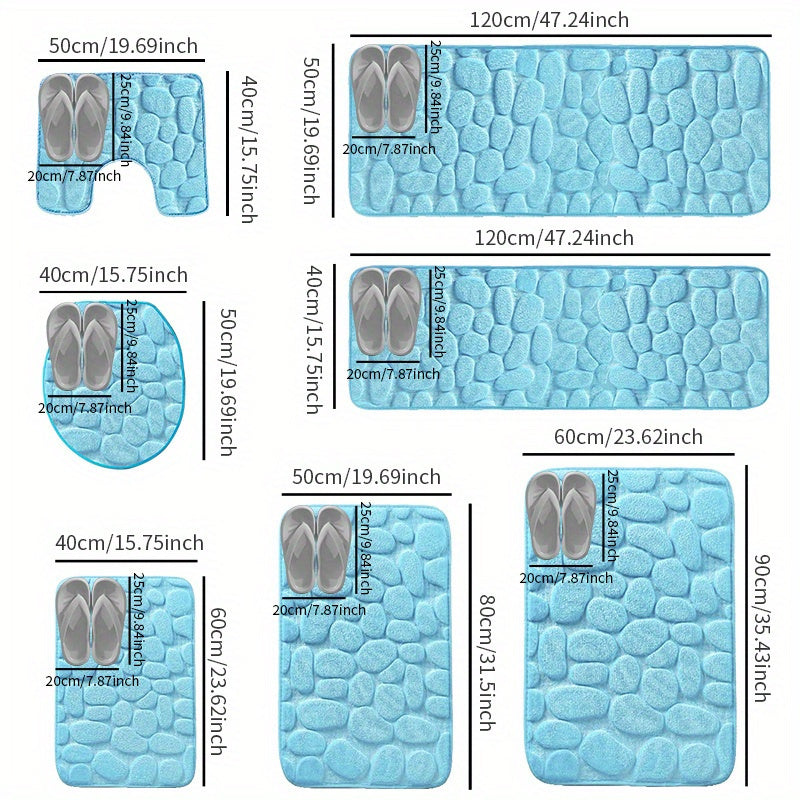 Soft and Non-Slip Cobblestone Pattern Bath Rug with Quick Dry Technology - Water Absorbent Shower Mat for Home Bathroom. Made of Machine Washable Polyester for Easy Cleaning. Perfect Bathroom Accessory and Decor Piece.