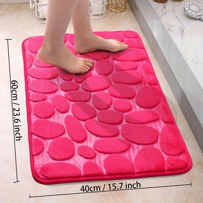 Soft and Non-Slip Cobblestone Pattern Bath Rug with Quick Dry Technology - Water Absorbent Shower Mat for Home Bathroom. Made of Machine Washable Polyester for Easy Cleaning. Perfect Bathroom Accessory and Decor Piece.