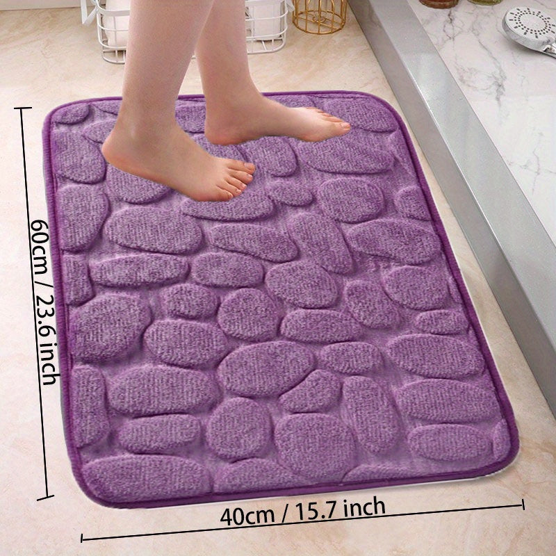 Soft and Non-Slip Cobblestone Pattern Bath Rug with Quick Dry Technology - Water Absorbent Shower Mat for Home Bathroom. Made of Machine Washable Polyester for Easy Cleaning. Perfect Bathroom Accessory and Decor Piece.