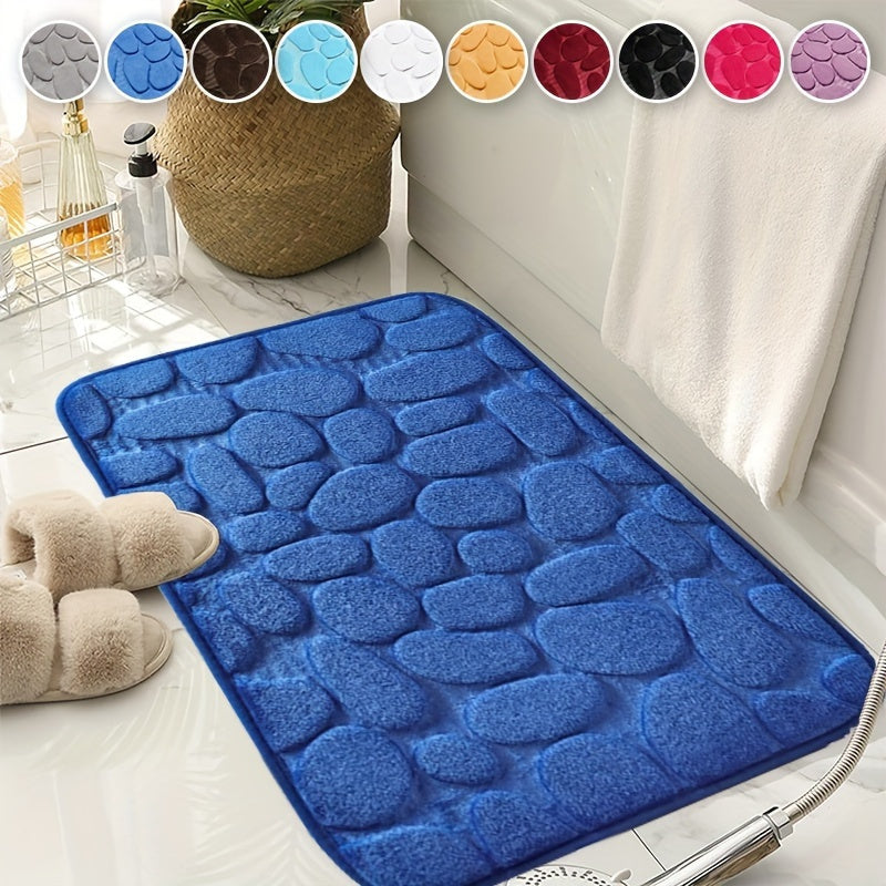 Soft and Non-Slip Cobblestone Pattern Bath Rug with Quick Dry Technology - Water Absorbent Shower Mat for Home Bathroom. Made of Machine Washable Polyester for Easy Cleaning. Perfect Bathroom Accessory and Decor Piece.