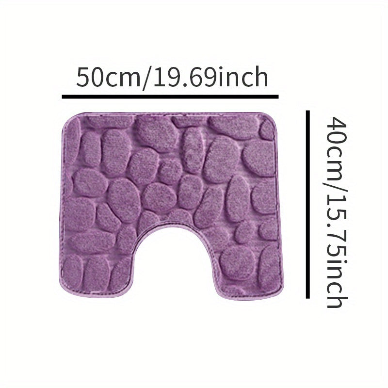 Soft and Non-Slip Cobblestone Pattern Bath Rug with Quick Dry Technology - Water Absorbent Shower Mat for Home Bathroom. Made of Machine Washable Polyester for Easy Cleaning. Perfect Bathroom Accessory and Decor Piece.