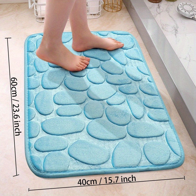 Soft and Non-Slip Cobblestone Pattern Bath Rug with Quick Dry Technology - Water Absorbent Shower Mat for Home Bathroom. Made of Machine Washable Polyester for Easy Cleaning. Perfect Bathroom Accessory and Decor Piece.