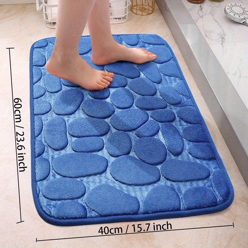 Soft and Non-Slip Cobblestone Pattern Bath Rug with Quick Dry Technology - Water Absorbent Shower Mat for Home Bathroom. Made of Machine Washable Polyester for Easy Cleaning. Perfect Bathroom Accessory and Decor Piece.