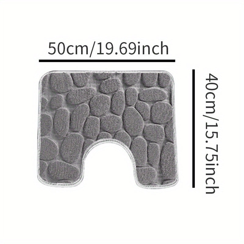 Soft and Non-Slip Cobblestone Pattern Bath Rug with Quick Dry Technology - Water Absorbent Shower Mat for Home Bathroom. Made of Machine Washable Polyester for Easy Cleaning. Perfect Bathroom Accessory and Decor Piece.