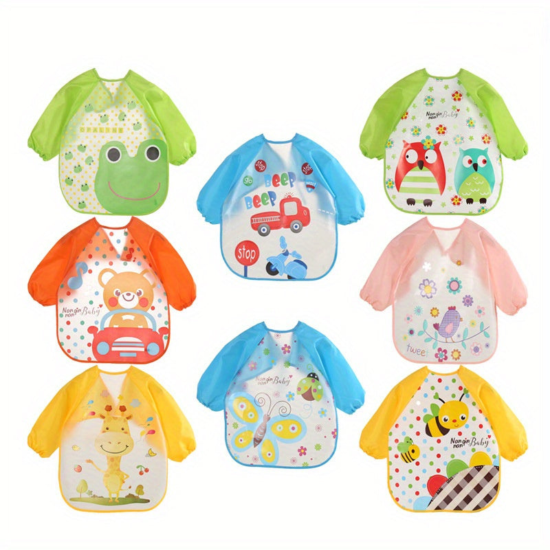 Adorable Waterproof Apron with Long Sleeves, Perfect for Art Activities and Feeding Time, Ideal Gift for Christmas, Halloween, Thanksgiving, New Year's, or Valentine's Day